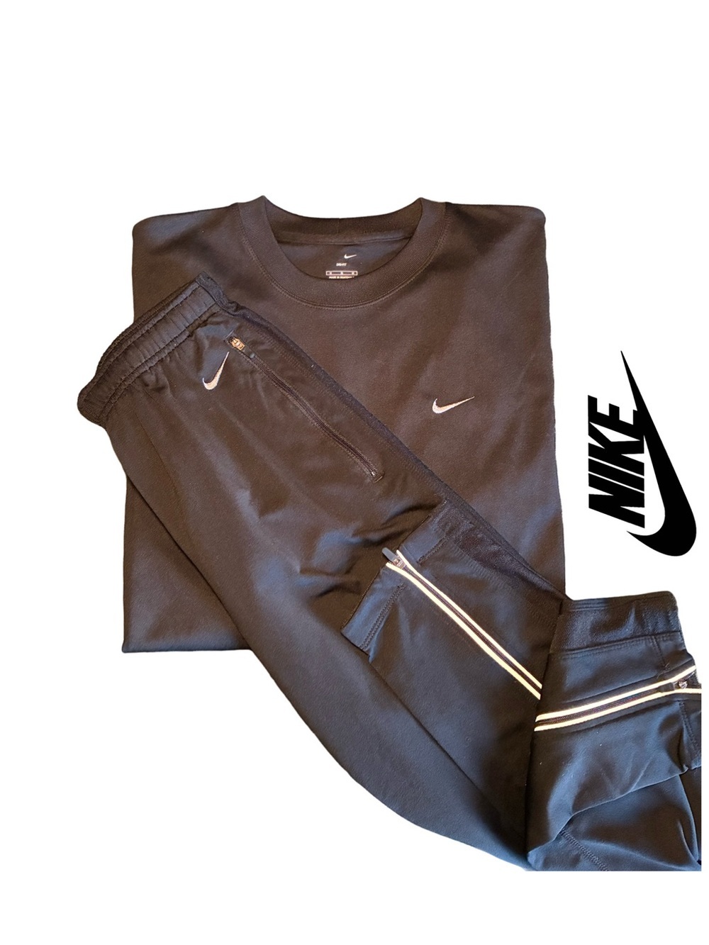 Nike DriFit Men’s Athletic Pants + Short Sleeve Shirt in Black